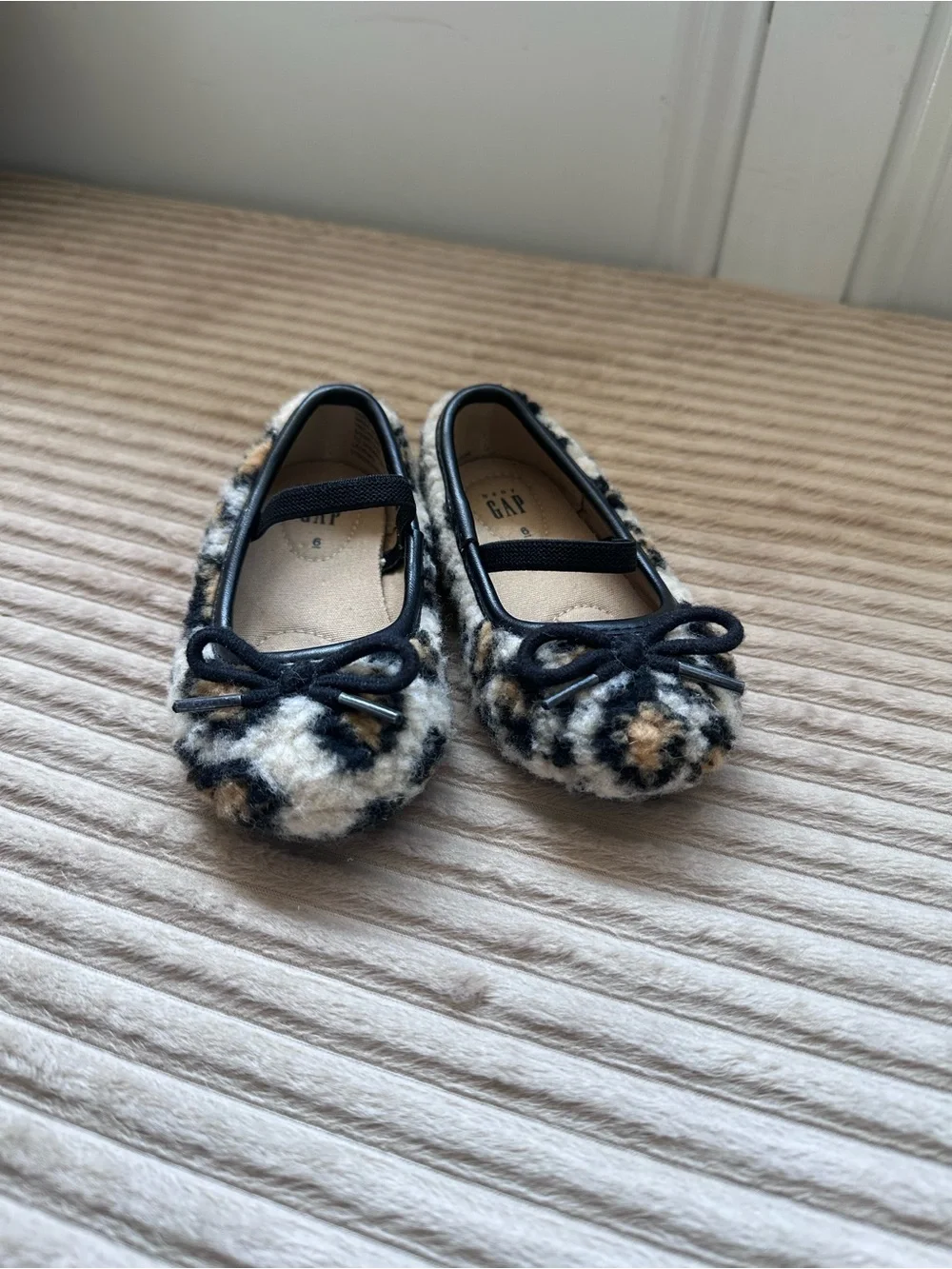 GAP Toddler Leopard Print Faux-Fur Ballet Flats - Black/Tan/White
